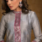 Classy Grey Cotton Silk Kurta with Sequence Hand Embroidery with Pink Palazzo -2 Piece