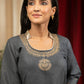 Grey cotton top with elegant embroidery combination