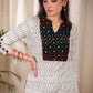Graceful Straight Cut Ikat Kurta with Hand Embroidered Mirror Work On the Yoke and Beaded Sleeves