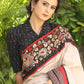 Regal cotton line Ajrakh saree with cream Pallu and Kalamkari border