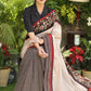 Regal cotton line Ajrakh saree with cream Pallu and Kalamkari border