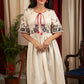 Off white contrast unique embroidery dress