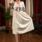 Off white contrast unique embroidery dress