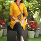 Beautiful Mustard Overlap Tunic with Contrast Border and Kutch Mirror Work Detailing
