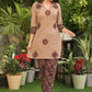 Classy Cotton Coffee Brown Tunic with Contrast Ajrakh Patchwork