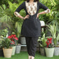 Black Cotton Silk Tunic with Beautiful Hand Embroidered Yoke and Sleeves