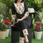 Black Cotton Silk Tunic with Beautiful Hand Embroidered Yoke and Sleeves