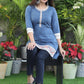Smart Blue Tunic with Hand Painted Fish Border