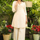 Trendy off White Cotton Silk Tunic with Hand Zardosi Work on Collar