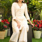 Trendy off White Cotton Silk Tunic with Hand Zardosi Work on Collar