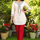 Smart White Cotton Silk Tunic with Black Embroidery