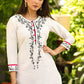 Smart White Cotton Silk Tunic with Black Embroidery