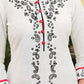 Smart White Cotton Silk Tunic with Black Embroidery