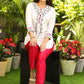 Smart White Cotton Silk Tunic with Black Embroidery