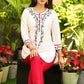 Smart White Cotton Silk Tunic with Black Embroidery