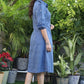 Exclusive Blue Pure Cotton Embroidered Shirt Dress