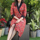 Classy Red Kantha Wrap-Around Dress