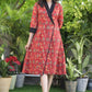 Classy Red Kantha Wrap-Around Dress
