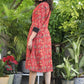 Classy Red Kantha Wrap-Around Dress