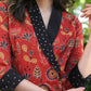 Classy Red Kantha Wrap-Around Dress