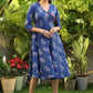 Classy Blue Printed Cotton Flared Dress