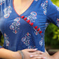 Classy Blue Printed Cotton Flared Dress