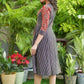Classy Maroon and Black Striped Ajrakh Combination Fit and Flare Dress