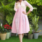 Exclusive Cotton Pink Fit and Flare Dress with Embroidered Yoke