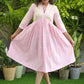 Exclusive Cotton Pink Fit and Flare Dress with Embroidered Yoke