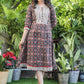 Classy Black Printed A-Line Dress with Striped Ajrakh Yoke