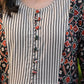 Classy Black Printed A-Line Dress with Striped Ajrakh Yoke