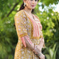 Beautiful Yellow Cotton Ethnic A-Line Dress