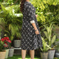 Exclusive Black Cotton Printed Combination Dress with anchor Detailing