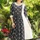Exclusive Black Cotton Printed Combination Dress with anchor Detailing