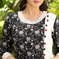 Exclusive Black Cotton Printed Combination Dress with anchor Detailing