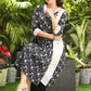Exclusive Black Cotton Printed Combination Dress with anchor Detailing