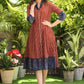 Beautiful Maroon Striped Ajrakh Print A-Line Dress