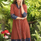 Beautiful Maroon Striped Ajrakh Print A-Line Dress