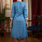 Cotton Blue dress with hand embroidery on pouch pocket