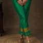 Green cotton silk narrow pant with banarasi border