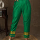 Green cotton silk narrow pant with banarasi border