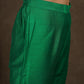 Green cotton silk narrow pant with banarasi border