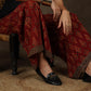 Smart Maroon Ajrakh wide leg palazzo pant