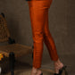 Smart casual rust cotton silk narrow fitted trouser