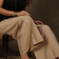Elegant beige cotton silk wide leg palazzo pant
