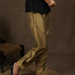 Classy tan cotton silk full length lantern pant