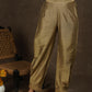 Classy tan cotton silk full length lantern pant