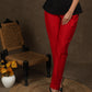 Smart casual red cotton silk narrow fitted trouser