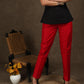 Smart casual red cotton silk narrow fitted trouser