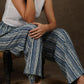 Classy indigo with stripes combination wide leg palazzo pant